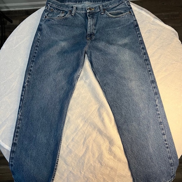 Wrangler Relaxed Fit Straight Leg Jeans 36x29 Classic Blue Denim Men’s Workwear - Picture 2 of 4